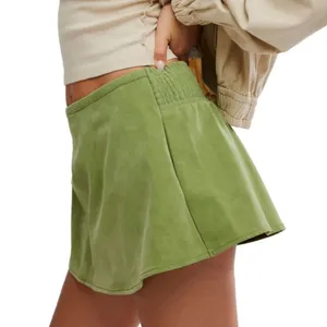 NWT Free People Paradise Found Mini Suede Skort in Going Green thumbnail 3