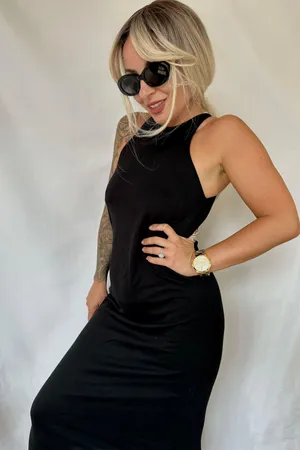ZARA Midi Long Maxi Cotton Classic Little Black Dress thumbnail 1