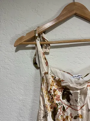 Reformation 100% Silk Floral Tie-Strap Maxi Dress - Size Large thumbnail 3