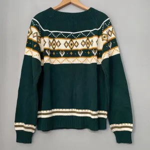 Vintage JCPenney Size XL Green Yellow Sweater Diamond Fair Isle Nordic 70s Retro thumbnail 4