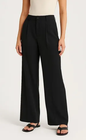Abercrombie & Fitch Black Pleated High Waisted Wide Leg Dress Trousers Size 29 8 thumbnail 1