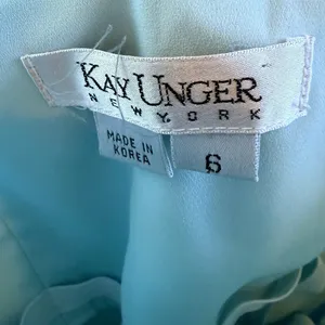 Kay Unger Blue Strapless Ruched Column Gown Side Slit Size 6 thumbnail 15