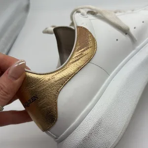 Alexander McQueen Metallic Gold & White Oversized Lace Up Sneakers Size 39 thumbnail 13