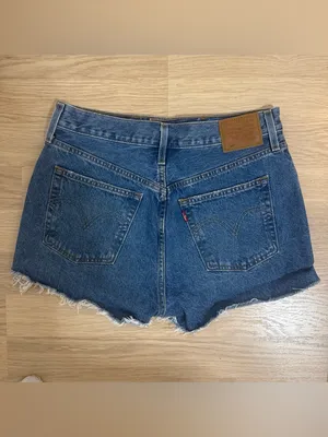 Levi's Distressed Mid-Blue Denim Cutoff Shorts thumbnail 2