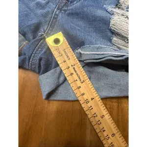 Aeropostale High Waisted Midi Blue Denim Jean Shorts Cuffed Size 6 Distressed thumbnail 6