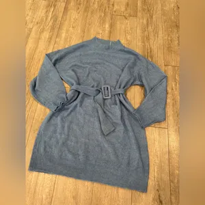 Blue Belted Sweater Dress thumbnail 5