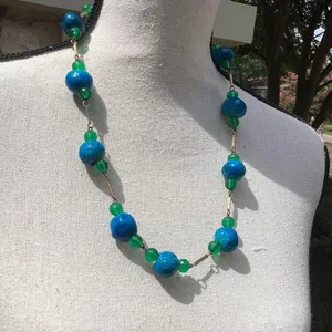 Elegant Blue and Green Beaded Necklace thumbnail 2