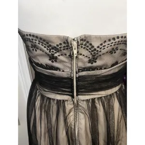 David’s Bridal Black Lace Strapless Tulle Caviar Beading Cocktail Dress Size 4 thumbnail 7