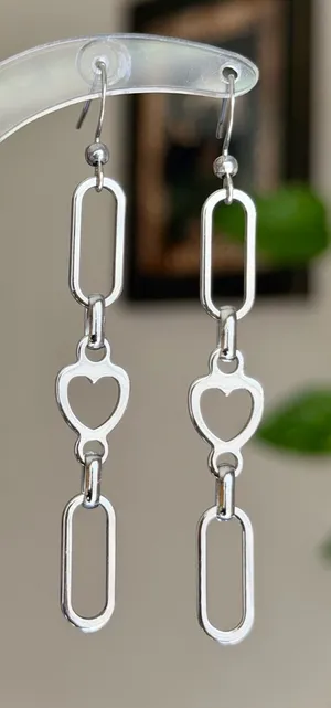 Handmade fully stainless steel y2k funky cute dangle earrings🩷 thumbnail 1