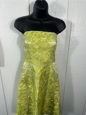 Ann Taylor Green Strapless Dress Size 4 EUC thumbnail 4