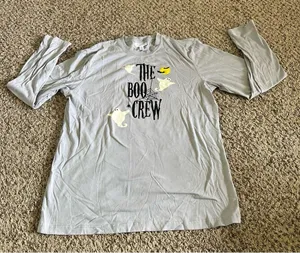 Macy's Family PJs Women's Gray‎ "The Boo Crew" Long Sleeve Tee Size Large thumbnail 1