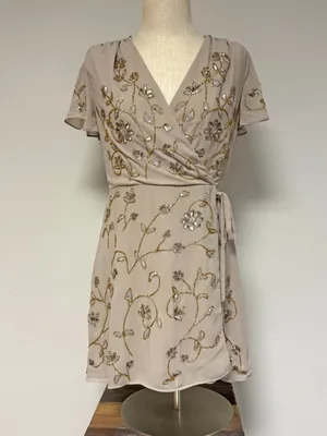 Altar'd State Beaded Wrap Mini Dress thumbnail 2