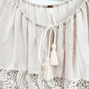 Free People Womens Blush‎ Pink Lace Inset Boho Gotta Love It Peasant Blouse XS thumbnail 6