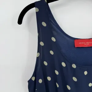 Akira Chicago Polka Dot Chiffon Hi-Lo Dress S Navy Sleeveless Nautical Old Money thumbnail 4