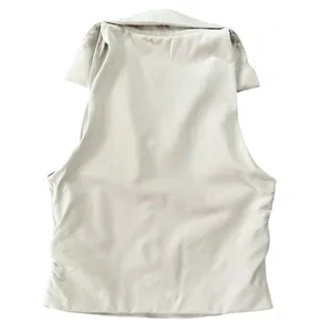 Babaton‎ Size Small Sculpt Knit Polo Top Beige Sleeveless V-Neck Crop Top thumbnail 6
