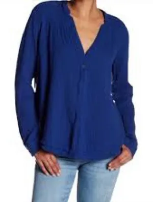 Free People Changing Horizons Gauze‎ Blue Pullover Top EUC Size Small thumbnail 1