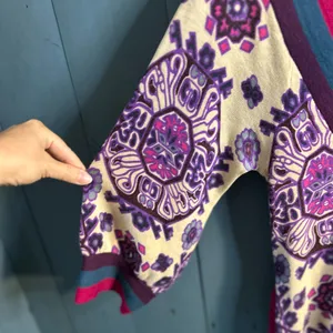 Free People Multicolor Patterned Belted Sweater | Size Medium thumbnail 5
