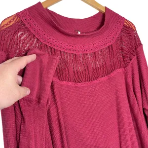 FREE PEOPLE Women’s Spring Valley Lace Trim Long Sleeve Thermal Top thumbnail 4