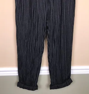 American Eagle Women’s Striped Black White Tie High Waist Rolled Hem Pants thumbnail 3