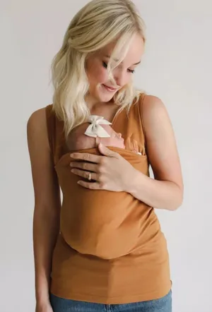LALABU- Womens Soothe Tank Camel Babywearing Shirt Sleeveless Carrier thumbnail 1