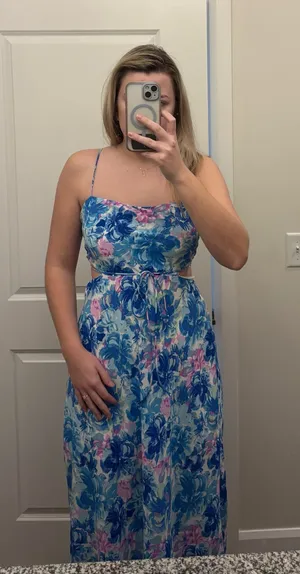Blue and pink vacation dress Size M thumbnail 1