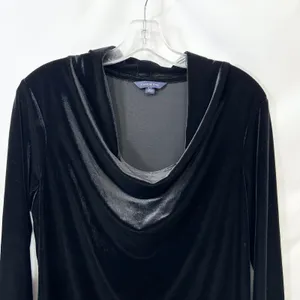 Lands End Large Top Black Velvet Cowl‎ Neck Holiday Formal Evening Witchy 190 thumbnail 3