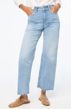 J. Crew Wide-Leg Cropped Jeans in All-Day Stretch Blue 31 / 12 thumbnail 1
