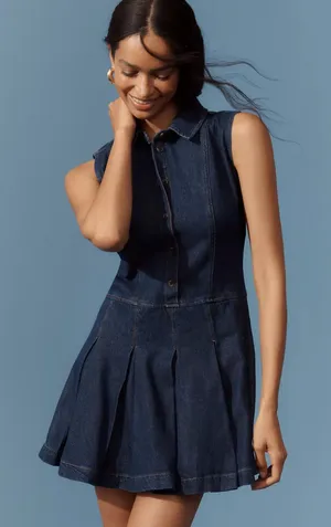 Reformation Blue Denim Mini Dress thumbnail 1