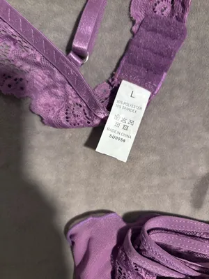 New! 3 Piece Purple Lace Bralette, Mini Skirt with G-String Crotchless thumbnail 9