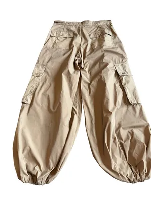 Cynthia Rowley Relaxed Nylon Cargo Pants Tan Khaki Loose Relaxed Fit Size 10 thumbnail 11