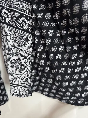 Fig and Flower Layered Boho Mixed Print Tie-Front Bell Long Sleeve Blouse size L thumbnail 7