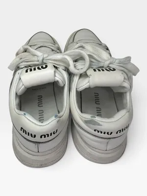 Miu Miu White Leather Logo Low Top Sneakers Made in Italy SIZE 35.5 thumbnail 5