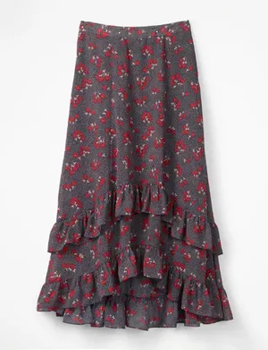 Boden Coraline Floral Ruffle Midi Skirt Boho Flowy Size 8 thumbnail 1