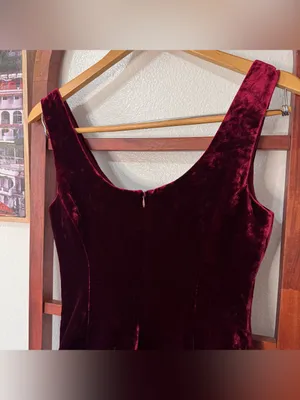 Reformation Franceska Dark Red Velvet Mini Dress thumbnail 8