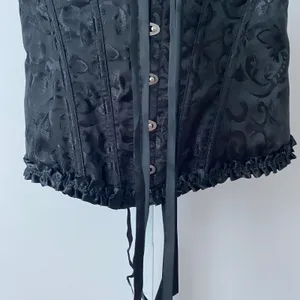 Jacquard Moody Witchy MobWife Renaissance Goth Corset Top M Black thumbnail 3