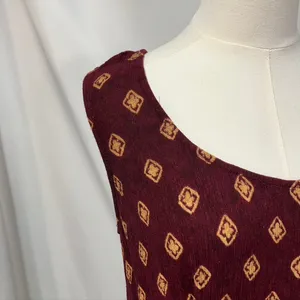 Vintage Rabbit Rabbit Rabbit Rayon Slip‎ Dress Womens M USA Made Maroon Gold thumbnail 3