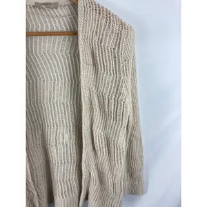 Ann Taylor LOFT Wave Texture Loose Knit Tan Cardigan Size Medium thumbnail 2