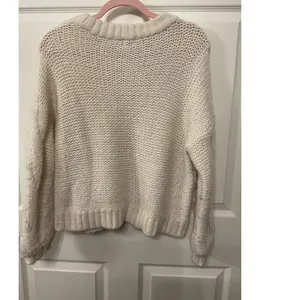 Aerie Cream Cableknit Crewneck Sweater, XS thumbnail 4