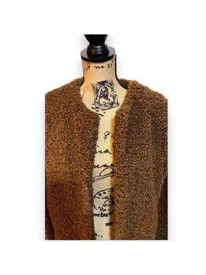 Teddy Jacket Coat Women’s Size Medium Brown Max Studio thumbnail 8