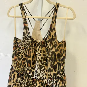 Arden B Leopard Print High Low Dress Medium Strappy‎ Racerback Chiffon Brown thumbnail 3