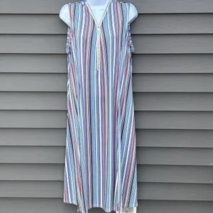 Shoreline Women's Sleeveless Striped Maxi Dress Zip Front Stretch Colorful XL thumbnail 2