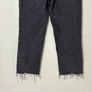 Abercrombie & Fitch The 90’s Straight Ultra High Rise Black Jeans Size 4 Raw Hem thumbnail 7