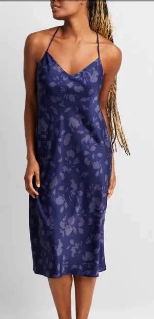 Brand New State of Day Women's Size XL Navy Blue Floral Sleeveless Dress thumbnail 1