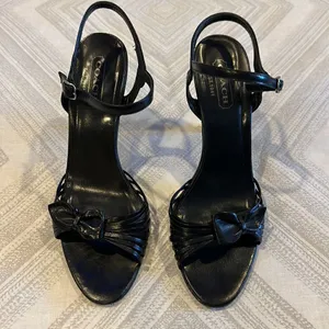 Coach Joelle Black Kid Leather Strappy Bow Heels Size 7.5 thumbnail 2