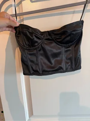 Edikted Black Satin Corset Bustier Top Size M thumbnail 2