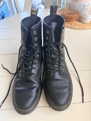 Dr. Martens Black Leather 8-Eye Lace-Up Combat Boots thumbnail 1