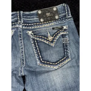 Miss Me Womens Bootcut Jeans Medium Wash Embroidered Studded Mid Rise Sz 29 thumbnail 10