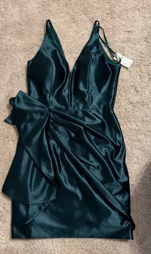 Dark green satin mini dress Windsor  thumbnail 1