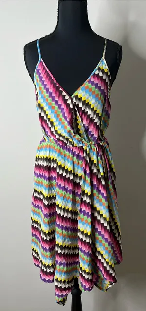 Charlie Jade Multi-Color Chevron Wrap Sundress - Women Size:XS thumbnail 1