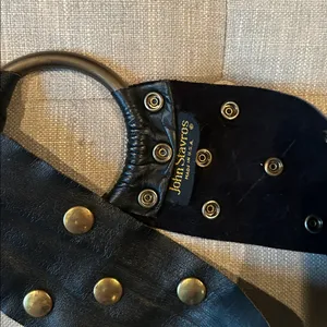 John Stavros Chunky Black Leather Gold Studded Belt thumbnail 3